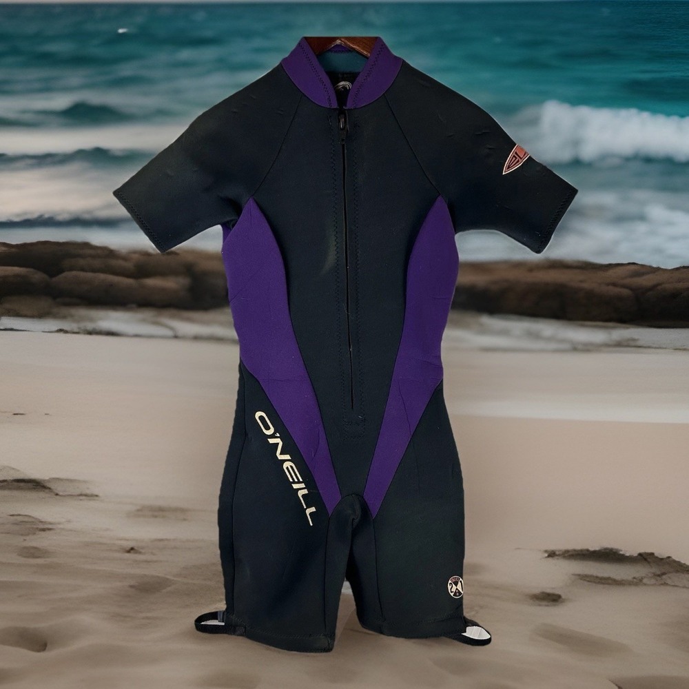 O'Neill Womens Elite Wetsuit 2/1 MM, Size 10, Black & Purple,‎ Style 7457, Used